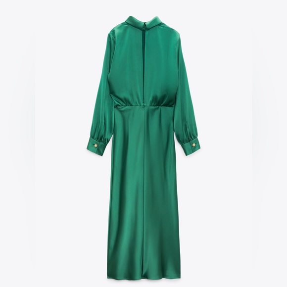 ZARA SATIN EFFECT MIDI DRESS - Picture 9 of 11